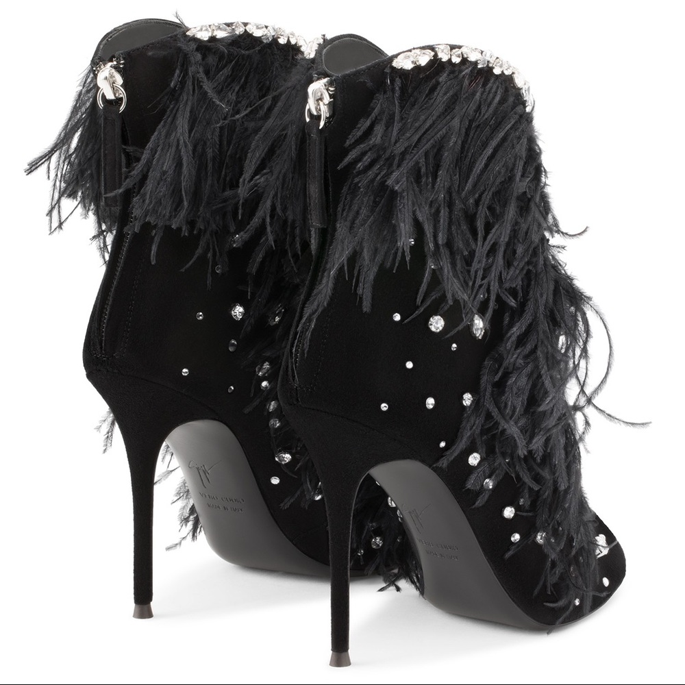 giuseppe zanotti NIB feathers & crystals (black) - Picture 9 of 13